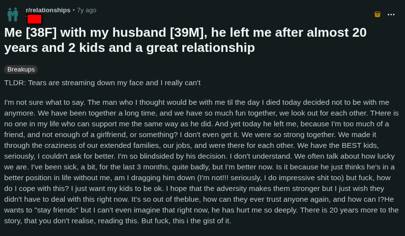 husband left after 20 years